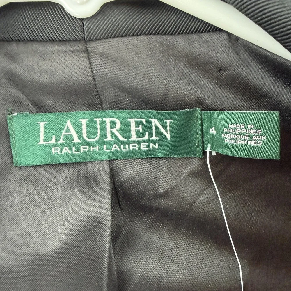 Lauren Ralph Lauren Blazer Womens 4 Blue Plaid Tuxedo Shawl Collar Jacket NWT - Picture 5 of 12